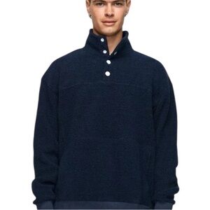 Outdoor Voices Blue Wool Blend Crewneck Snap Sweater